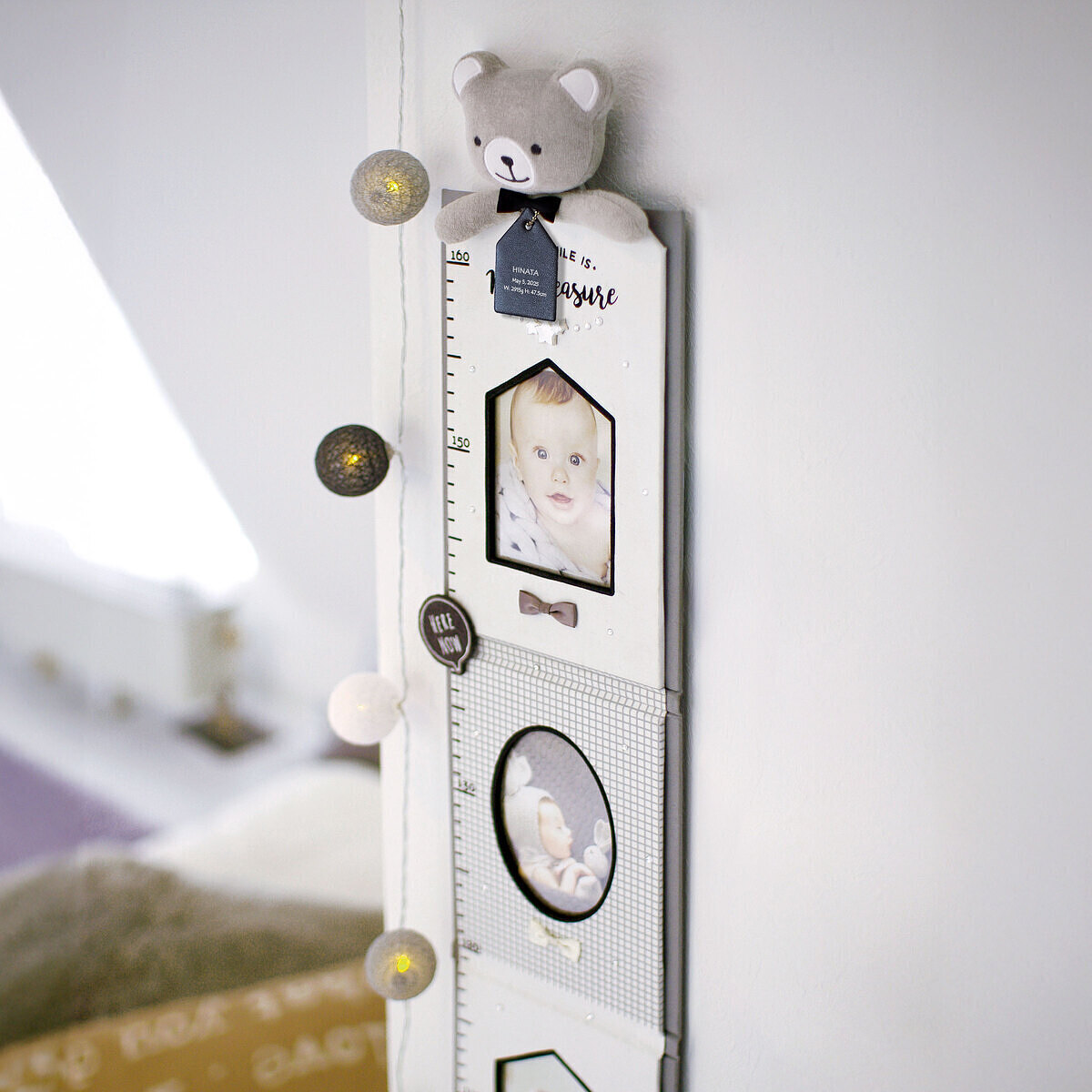 适合与初节句女儿节人偶一同摆放的定制姓名照片墙身高尺，以及深受好评且不易重样的产后送礼推荐