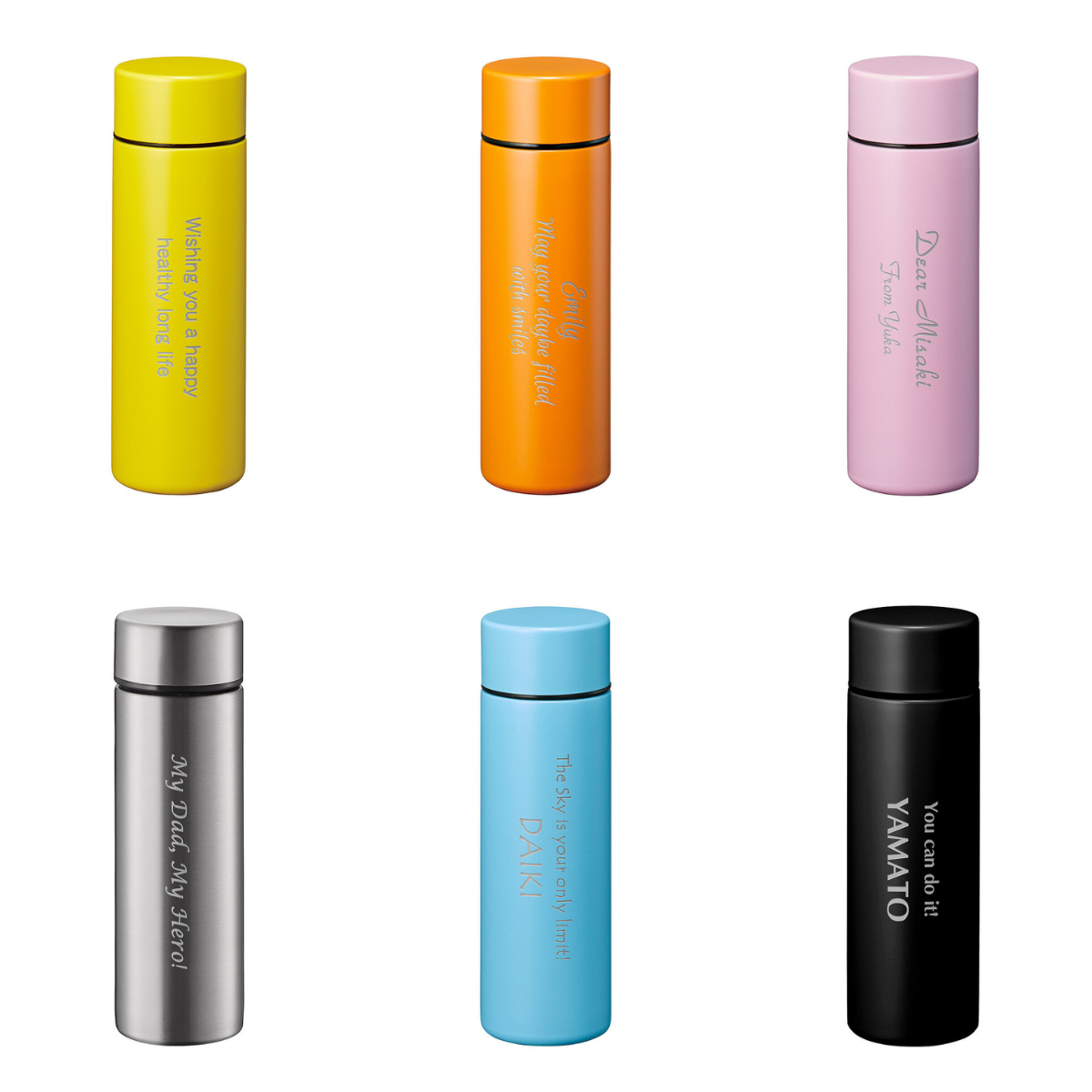 カラーバリエーション豊富なポケットサーモボトル。チームカラーに合わせた卒団記念品制作に最適